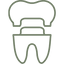 Icon of a tooth with a crown placed on top, representing a dental crown restoration or tooth capping procedure.
