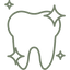 Icon of a sparkling tooth representing teeth whitening or a bright smile.